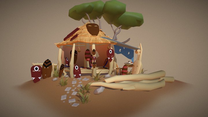 DAE Bazaar - African Mask Shop 3D Model