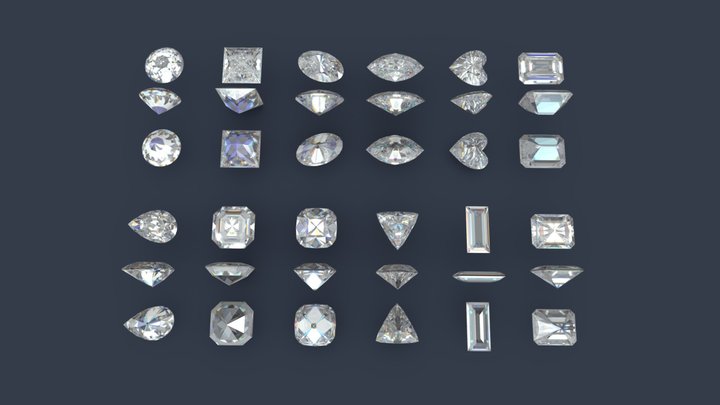 Diamonds cuts Collection. 3D Model
