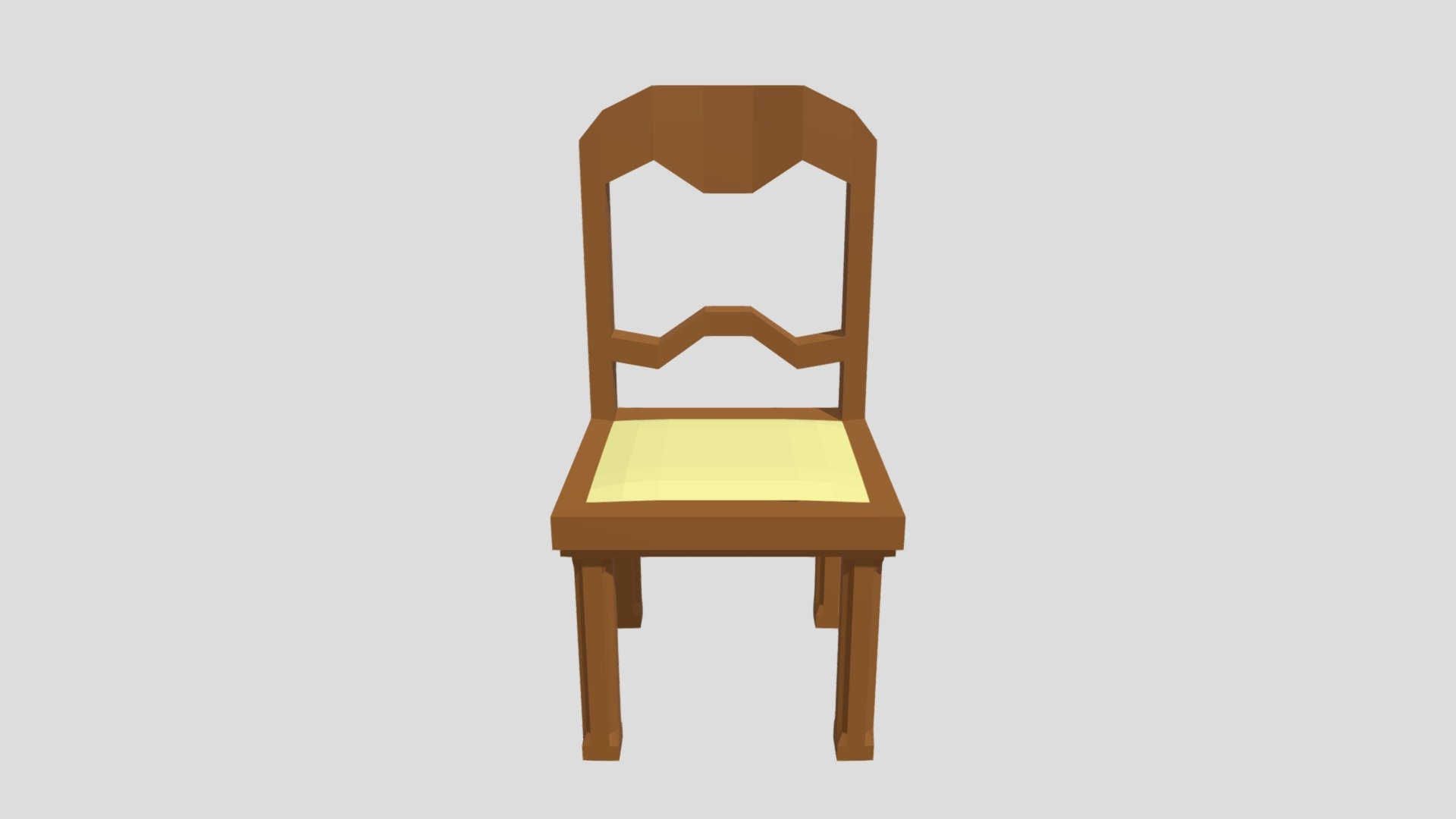 Low Poly, Old-Style Wood Chair (1)
