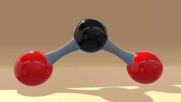 Carbon Dioxide Molecular CO2 3D Model