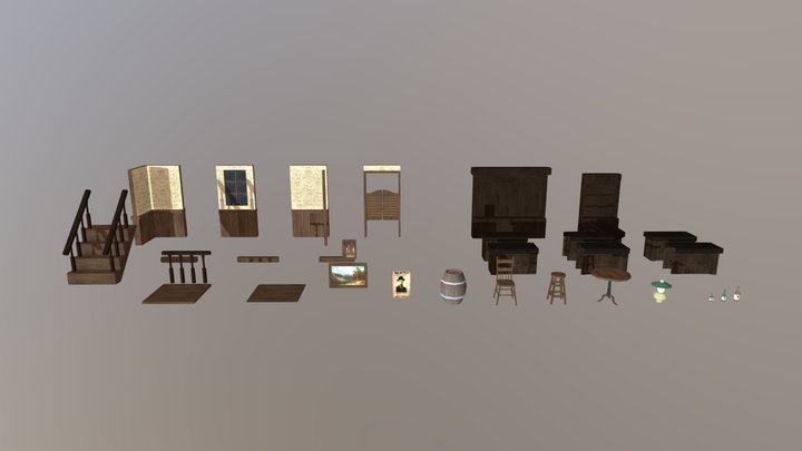 Saloon Modular Interior (Unassembled) 3D Model