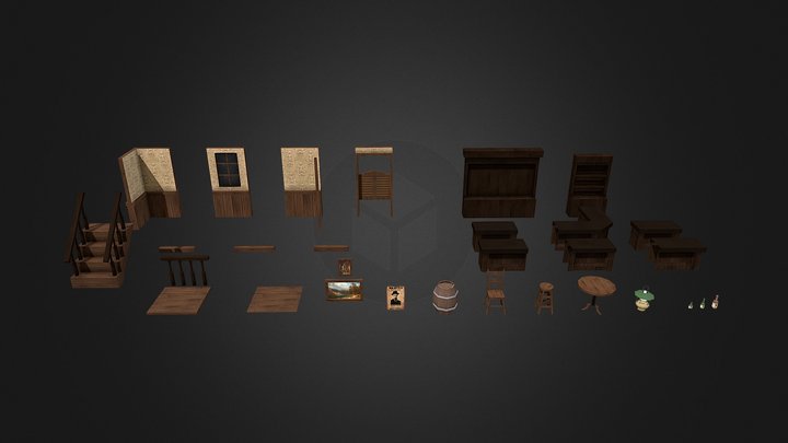 Saloon Modular Interior (Unassembled) 3D Model
