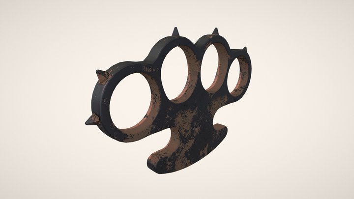 Spiked Brass Knuckles Game Asset 3D Model