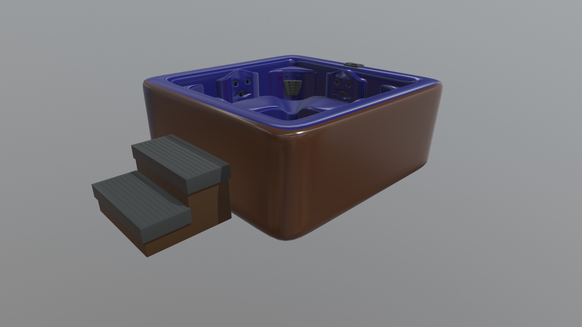 3D model Simple Hot Tub With Steps - This is a 3D model of the Simple Hot Tub With Steps. The 3D model is about a blue and purple game console.