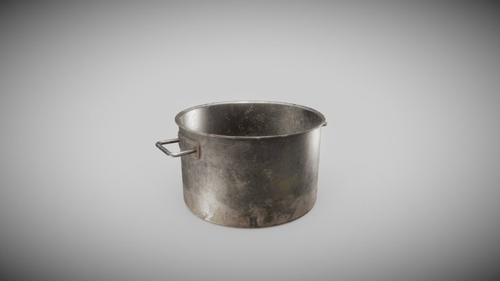 Large Dirty Worn Kitchen Pot 3D Model
