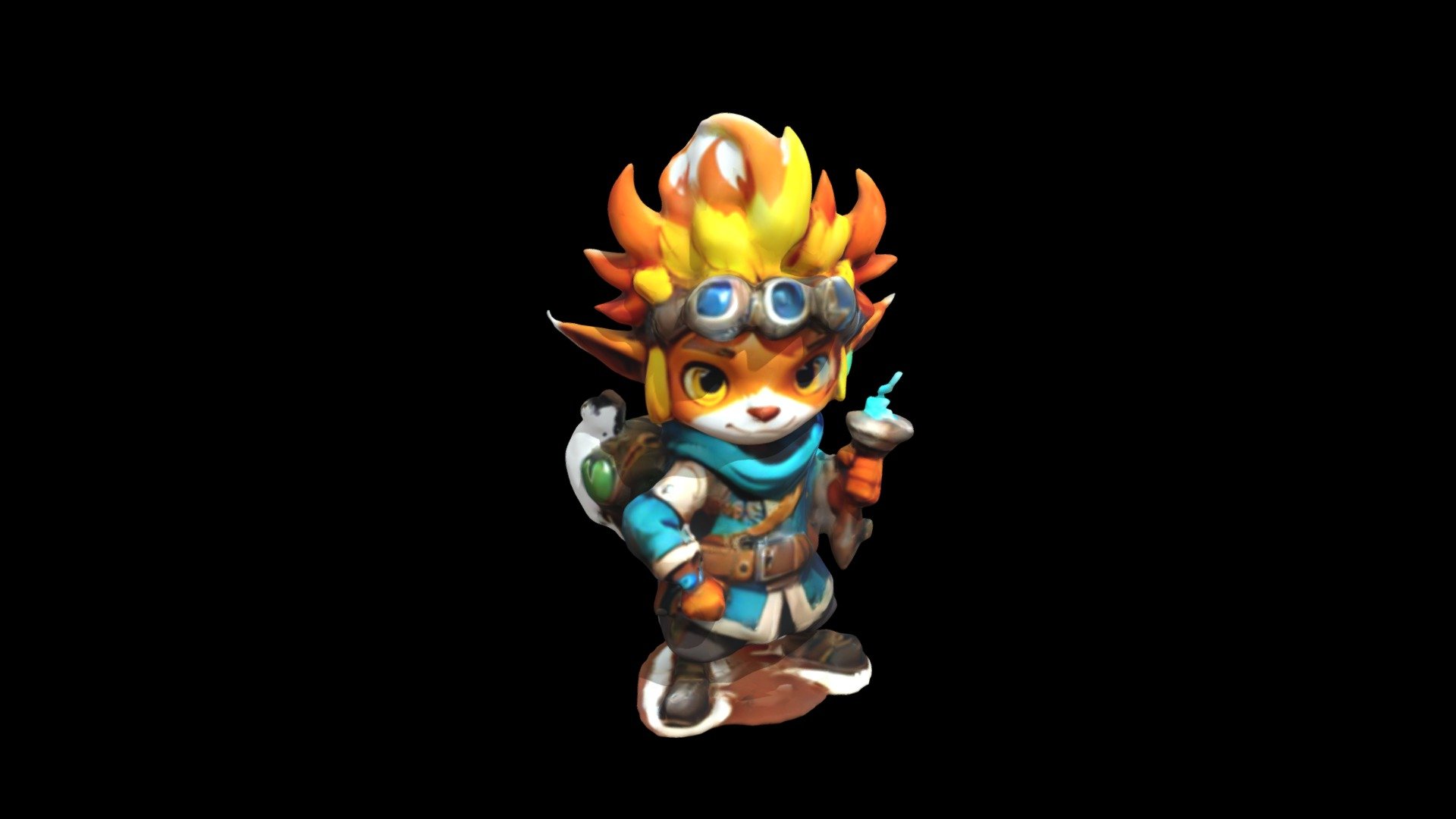 a cartoon character wearing goggles and holdi Download Free 3D model