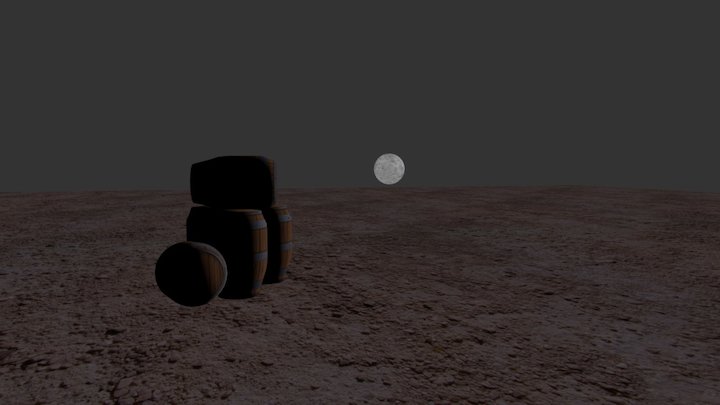 Barrels in the moonlight 3D Model