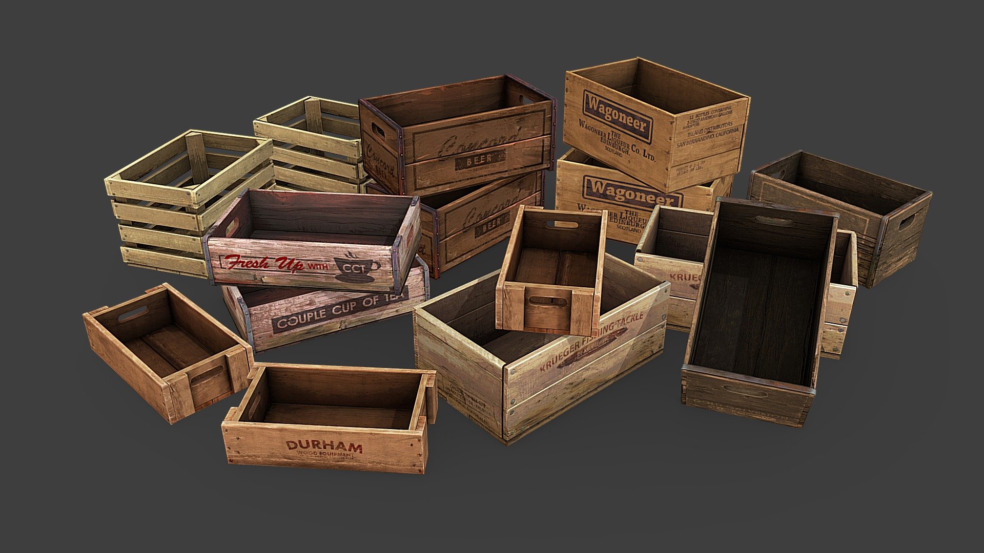 Old Wooden Crates Pack - 3D model by kanistra (@kanistra) [2d59340]