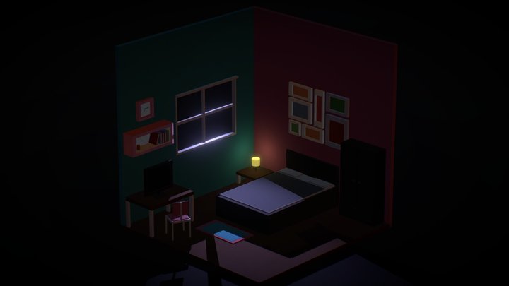MoonLight Room - Low Poly 3D Model