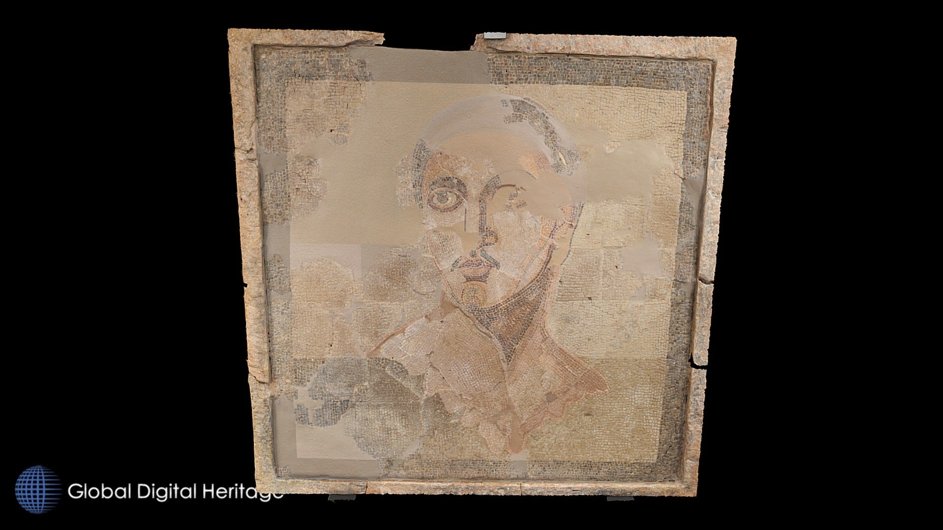 Wall mosaic, male, Els Munts (Tarragona, Spain)