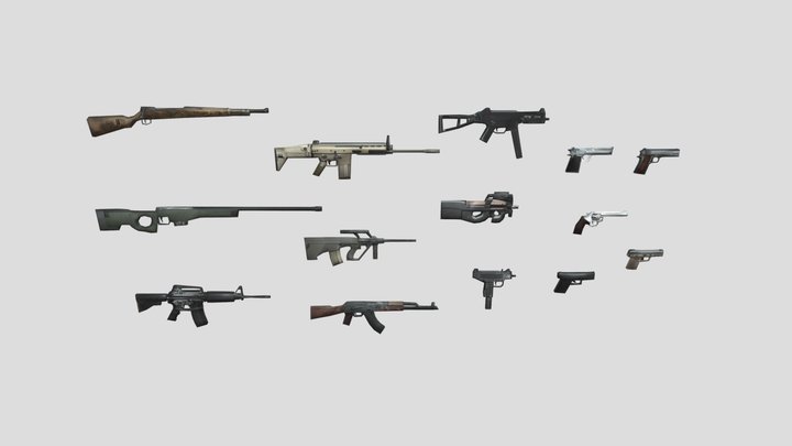 Low Poly Weapons Pack 1 3D Model