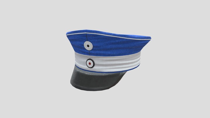 WW1 German Saxon Cavalry Visor Cap 3D Model