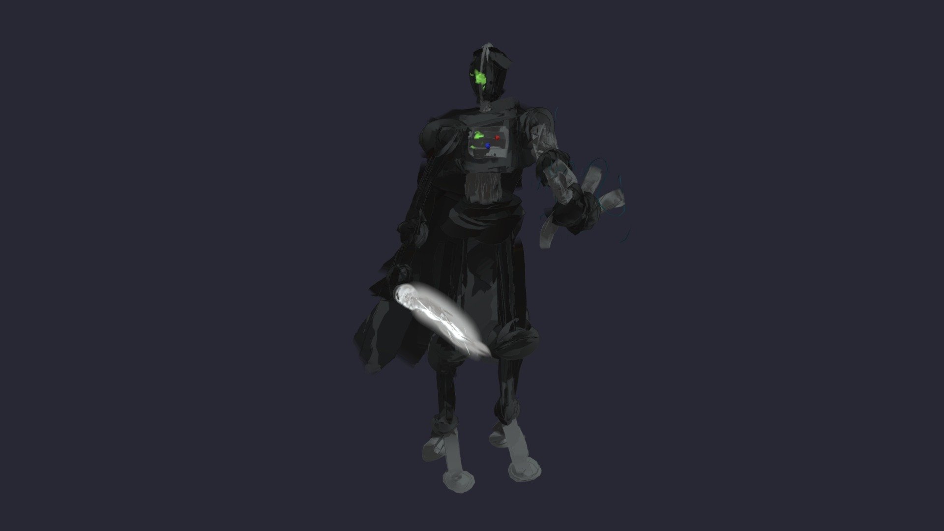 robot with a lightsaber