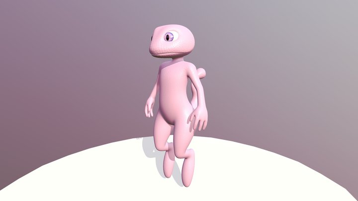 Pink Humanoid Lizard 3D Model