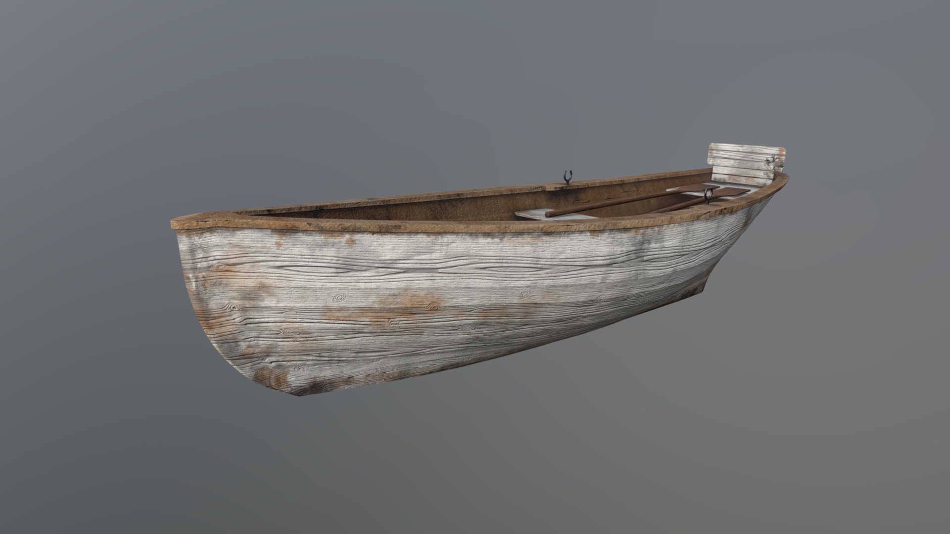 3D model Row boat - This is a 3D model of the Row boat. The 3D model is about a wooden boat with a white top.