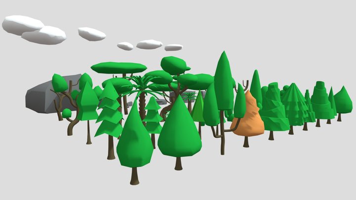 Carton Trees 3ds Max 3D Model
