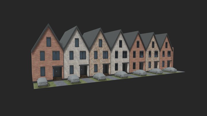 Блокированные дома 3D Model