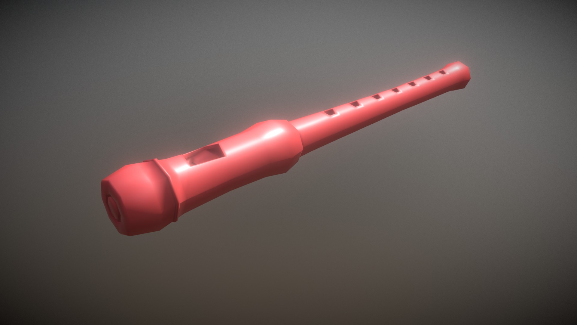 3D model Game Ready Flute Red Plastic Low Poly - This is a 3D model of the Game Ready Flute Red Plastic Low Poly. The 3D model is about a red pen with a black background.