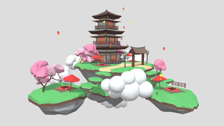 Japan Island - Low Poly 3D Model