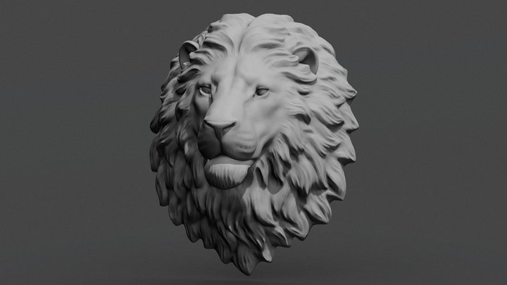 Lion head sculture 3D Model