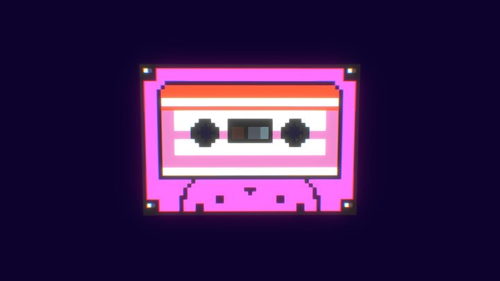 a neon pixel casette
