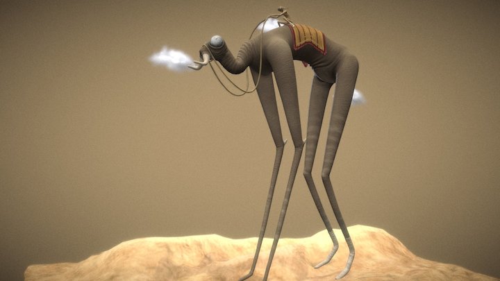 Desert Wanderer Scene 3D Model