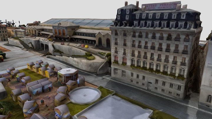 Photogrammetry of a model of a train station 3D Model