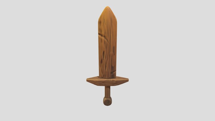 Stylized Big Wooden Sword 3D Model
