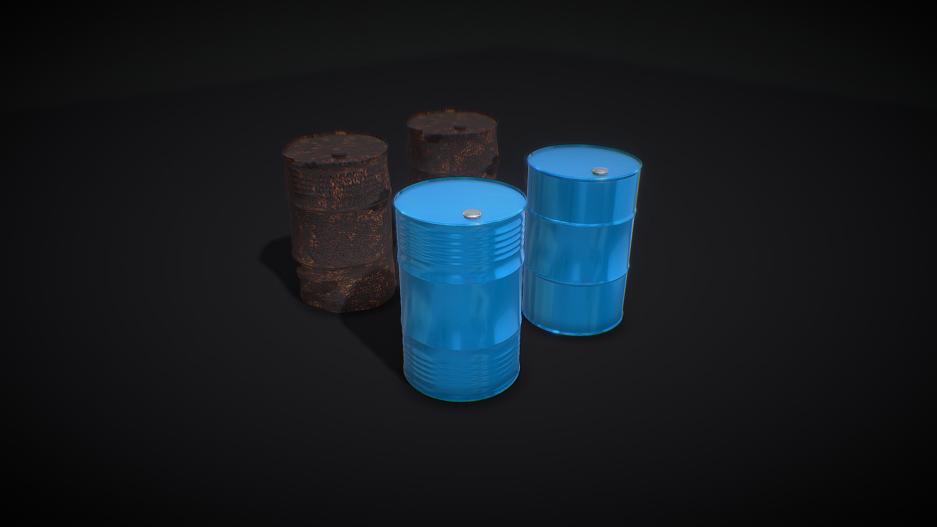 3D model Metal Oil Barrels ( 2 Types + 2 Materials ) - This is a 3D model of the Metal Oil Barrels ( 2 Types + 2 Materials ). The 3D model is about a group of coins.