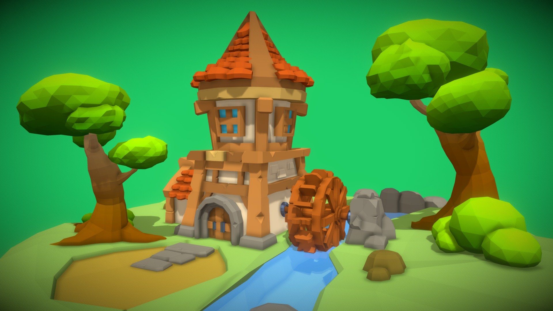 3December 2022 Day 8: Watermill — Sketchfab embed 3D viewer