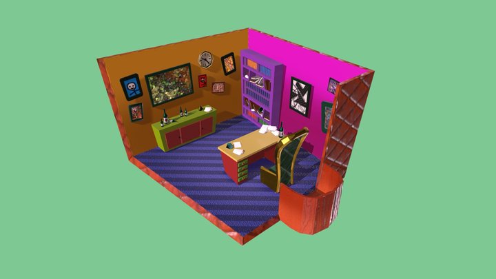 Stylised Office 3D diorama 3D Model