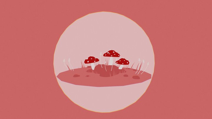 mushrooms in red 3D Model