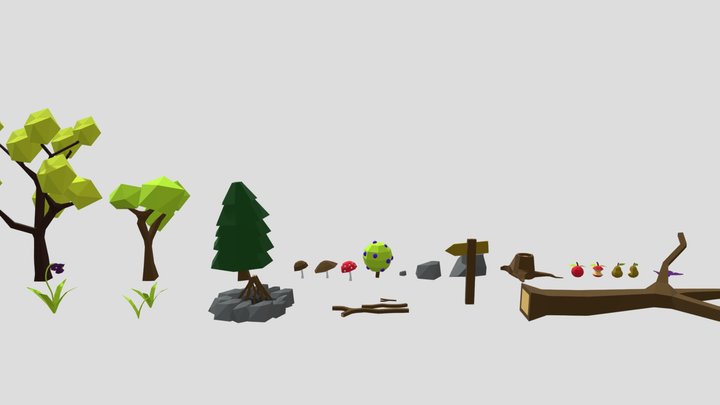 LowPoly Nature Pack – Modèle 3D gratuit STL