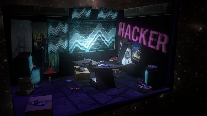 Hacker Room low poly 3D Model
