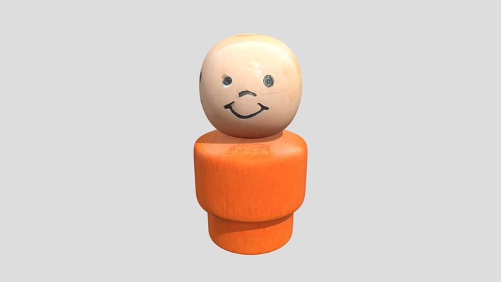 Fisher Price Little People, vintage wood boy 3D Model