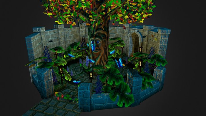 Moonlit Courtyard 3D Model