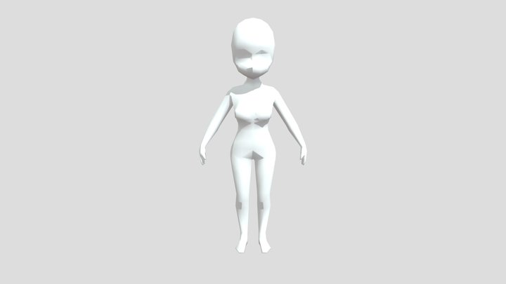 Female base low poly model anime