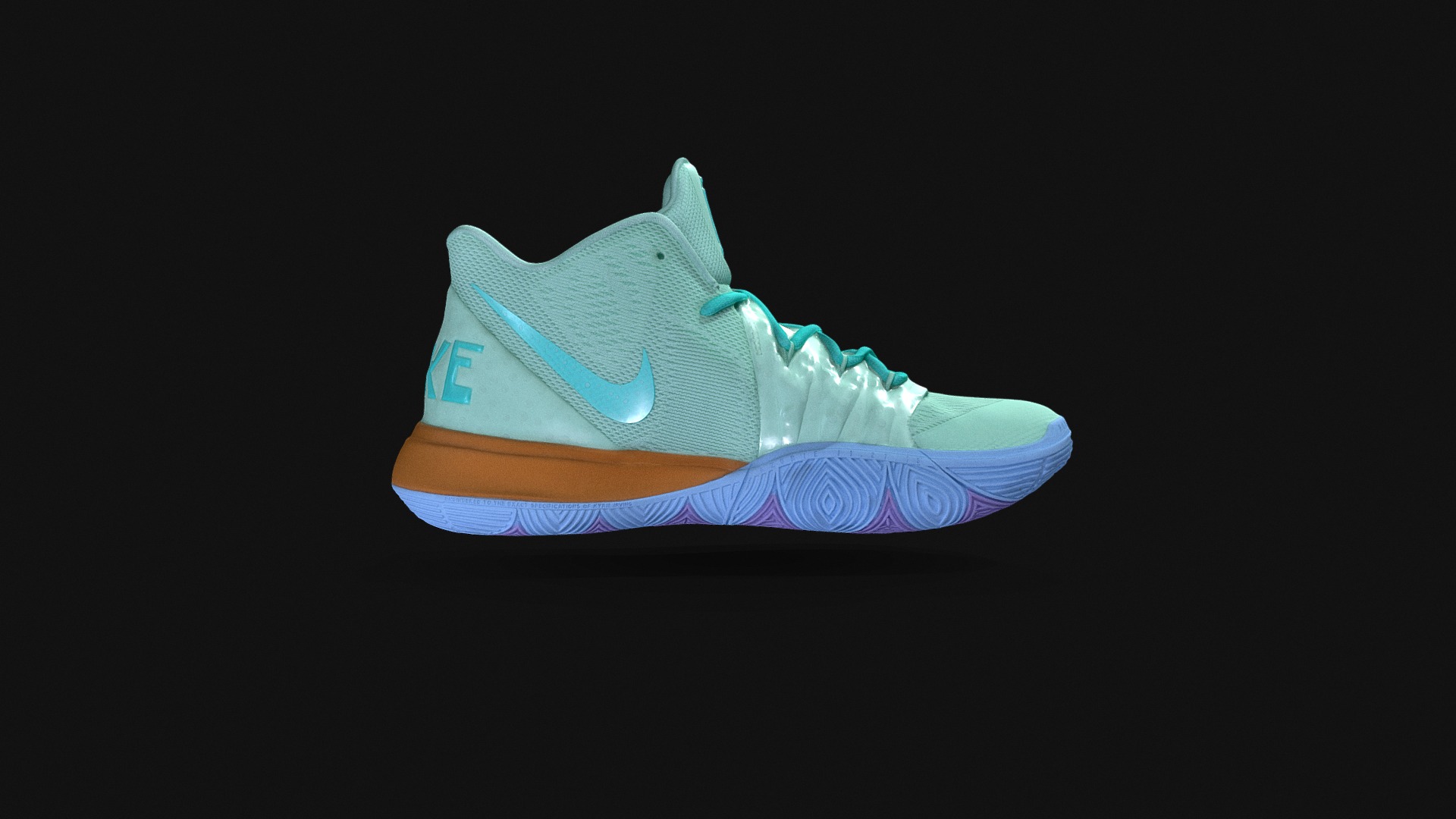 3D model Nike Kyrie 5 Squidward - This is a 3D model of the Nike Kyrie 5 Squidward. The 3D model is about a blue and white shoe.
