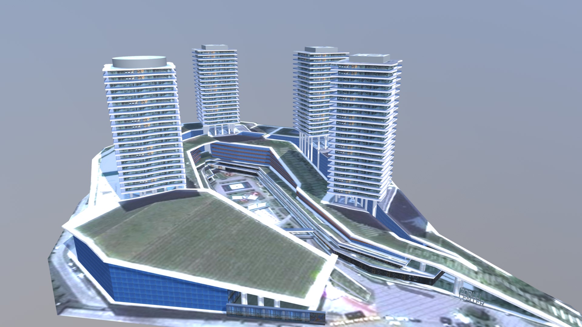 3D model Zorlu Center - This is a 3D model of the Zorlu Center. The 3D model is about a high angle view of buildings.