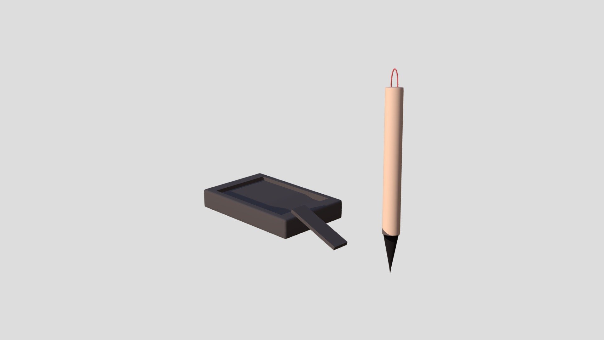 Writing Brushand Inkstone Download Free 3d Model By Weiting Ke Adlib