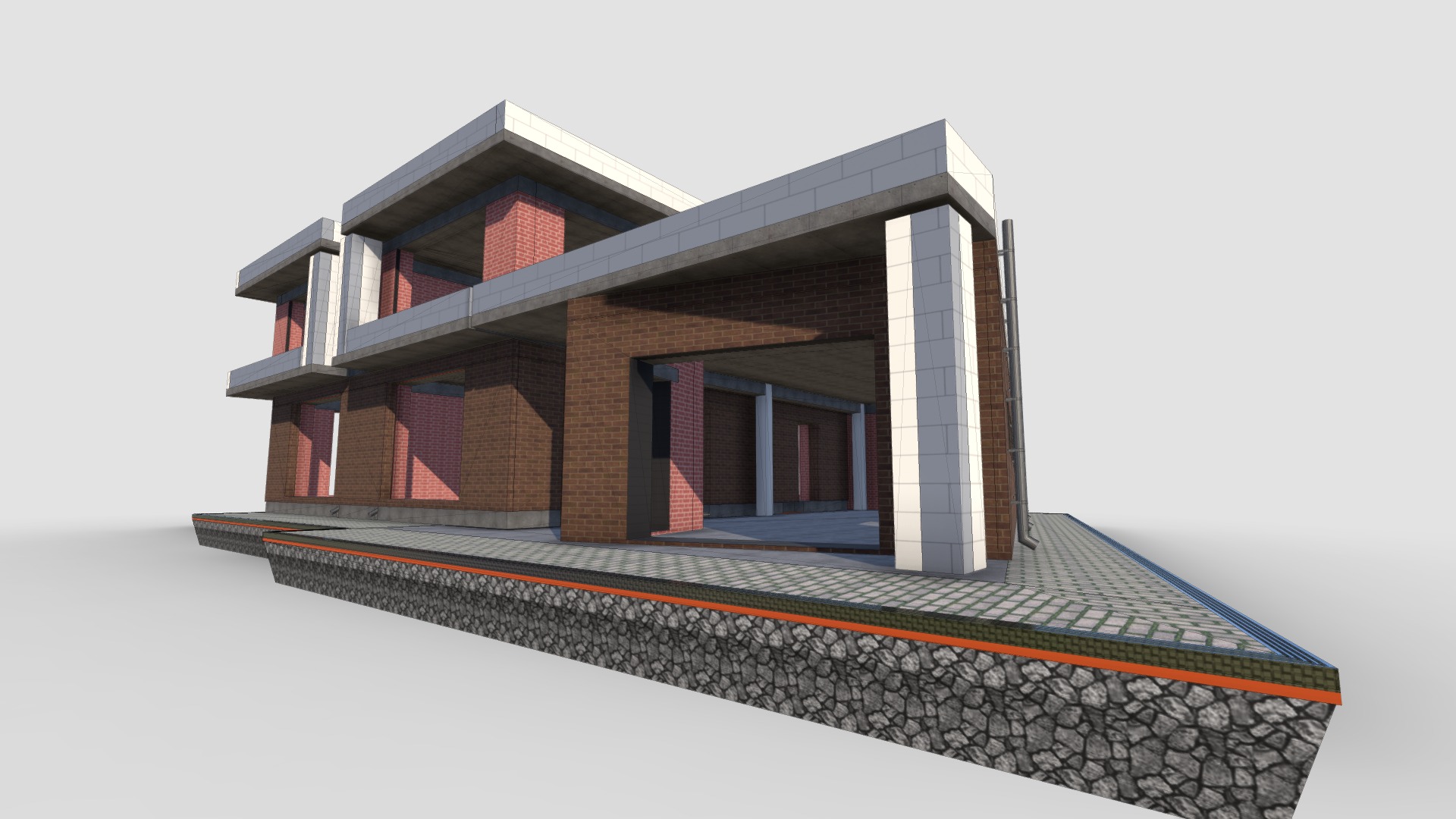 3D model Construction – Loading - This is a 3D model of the Construction - Loading. The 3D model is about a house with a roof.