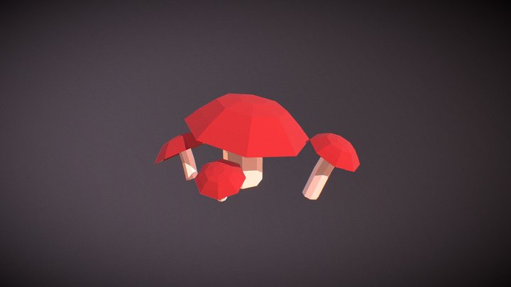 Red Mushrooms 3D Model
