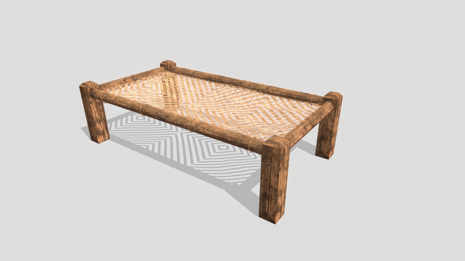 Charpai Rope Bed Village Bed 3D model by ROGUE (ROGUEENGINEER