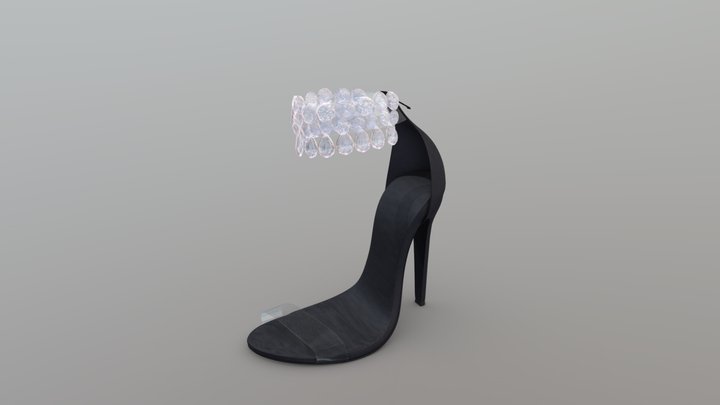 Diamonds Ankle Straps High Heel Sandals 3D Model