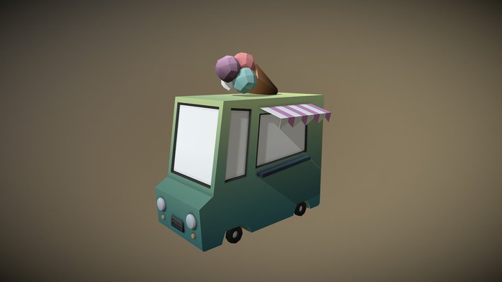 Ice cream van Low Poly 3D Model
