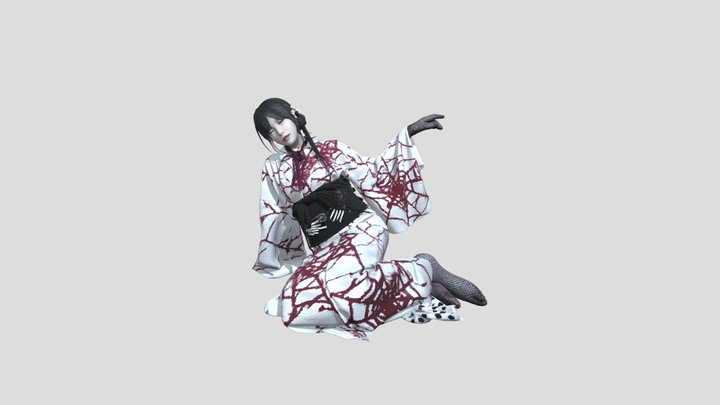 Traditional Japanese girl in a kimono 3D Model
