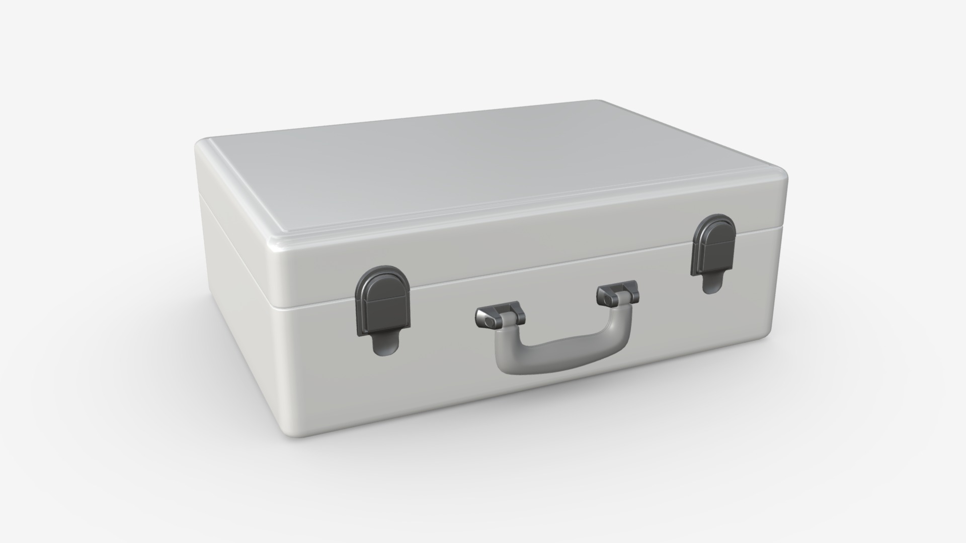 3D model suitcase - This is a 3D model of the suitcase. The 3D model is about a silver rectangular object.