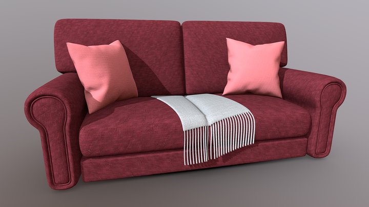 Simple velvet sofa 3D Model