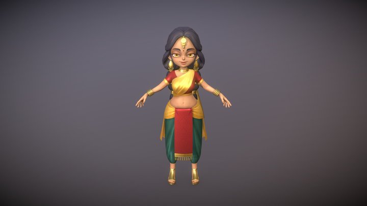 Stylized Character -  Indian girl dancer 3D Model