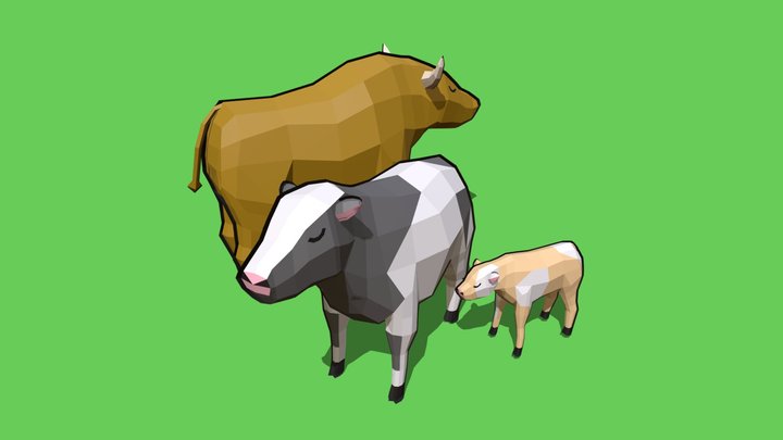 Cow Family 3D Model